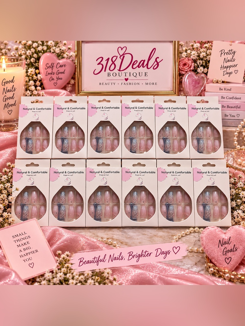 Pink Ombre Press-On Nails set of 12